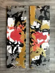 Abstract art, Wood Art, Wall Art, Home Decor, White, Gold, Black, Abstract, Red