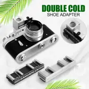 For SLR Camera Aluminum Double Cold Shoe Adapter One to Two Camera Coldshoe Fit