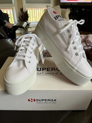 NEW Superga 2790 Platform Sneakers White Made In Italy Men’s 8 Women 9.5