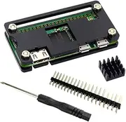 Raspberry Pi Zero W Black Case with GPIO Header Pins and Heat Sink