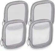 4 Pcs Mesh Makeup Bag Mesh Cosmetic Bag Travel Toiletry Bag Pouch with Zipper Mini Portable Makeup Cosmetic Travel Toiletry Purse Bag for Daily Accessories (Gray,Small)