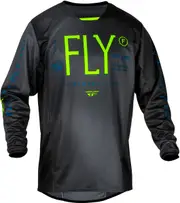 Fly Racing Kinetic Prodigy, jersey kids , color: Black/Dark Grey/Neon-Green , size: YS