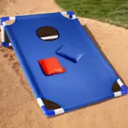 Portable Cornhole Set with 3 Red 3 Blue Bags Toss Games for Kids Adults (Blue) A