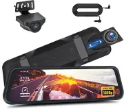 Mirror Dash Cam Front and Rear 9.66 Inch Touch Screen Rearview Mirror for Cars &
