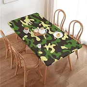 Camouflage Camo Abstract Rectangular Tablecloth Table Cover for 4 Foot Tables, Waterproof Fitted Elastic Edged Table Cloth for Indoor Outdoor Party Wedding Picnic Patio, 4 Ft/48x30 inch
