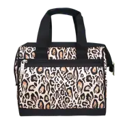 Sachi Leopard Insulated Lunch Bag - Black/Beige