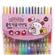 [Molang] 16 Colors Twist Colored Pencil Set, Set for Adults and Kids, Drawing Pencils for Sketch, Arts, Coloring Books, Korean Stationery