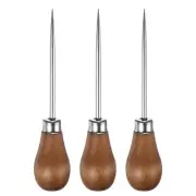 3pcs Handwork Sewing Awl Single Gourd Leather Punch Hole Set Tool, Log Color