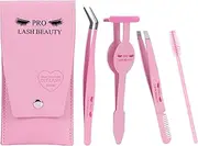Lash Applicator Tool,PRO, 1 Lash Tweezers 1 Lash Applicator for Lash Clusters Plus 1 Upgraded Eyebrow Tweezers DIY Eyelash Extension Tweezers Kit Eyelash Applicator Tool (3 pcs)