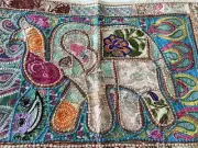 Mira Handcrafted Elephant Wall Tapestry~ Vibrant~ Beaded~ Upcycled Fabrics