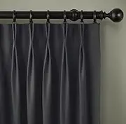 100% Blackout Pinch Pleat Curtain Microfiber Drapes with Back Coating Heat/Cold Insulationom 300x230cm Black 2 Panels