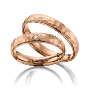 HIS & HERS DIAMOND WEDDING BANDS ,10K ROSE GOLD WEDDING RINGS HAMMERED FINISH