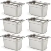 CURTA 6 Pack Anti-Jam Hotel Pans, 1/9 Size 4 Inch 4" Deep,