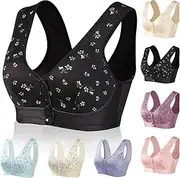 [GYQMBT] Front Button Bra Front Closure Everyday Sports Bras Comfortable Convenient Cotton Bras for Older Women No Wire