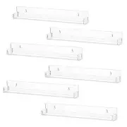 LikeU 6 PCS Clear Acrylic Floating Shelves Book Shelf Display Ledge,5 MM Thick