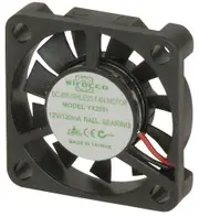 Sirocco Thin 12VDC 30mm 2 Wire Ball Bearing Fan with Plastic Housing