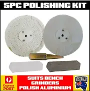 BENCH GRINDER POLISHING BUFFING WHEELS KIT ALUMINIUM / ALLOYS - POLISH LIKE PRO