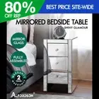 ALFORDSON Bedside Table Mirrored Cabinet Nightstand Side End Table Drawers