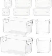 Lancuthek Pack of 10 Plastic Pantry Organiser and Storage Containers with Drawer Organisers Clear Fridge Organiser for Kitchen Snack Cabinet Freezer Worktops