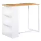 Bar Table with 3 Tier Storage Shelf Pub Desk Metal Frame and for Kitchen White