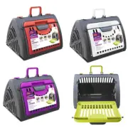 Pet Plastic Crate Portable Dog Cat Carrier Travel Cage Kennel Fold-able Puppy