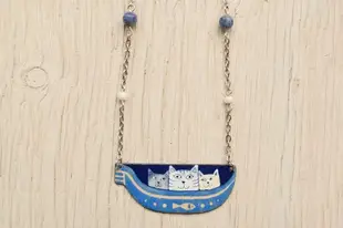 Enamel Necklace, Cat Necklace, Venice Cat, Gondola, Enamel Jewelry, Lovers,