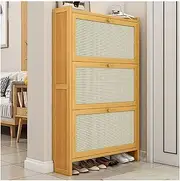 Shoe Cabinet for Entryway, Freestanding Shoe Rack Organizer, Entryway Wooden Shoe Cabinet, Modern Slim Shoe Cabinet with Doors, Hidden Shoe Storage for Entryway, Hallway,Wood~3tier,70cm