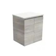 Fienza Bathroom Vanity 600 Cabinet Wall Hung Cupboard Two Door Industry Grey 60X