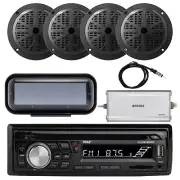 Bluetooth Marine Radio MP3/USB CD + Cover, Amp, Antenna, 4x 5.25" Speakers