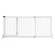 Pet Puppy Gate Dog Fence Safety Guard Indoor Wooden Playpen Foldable Freestanding Barrier Protection Net Stair Partition White 3Panels