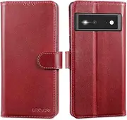 [Lensun] Genuine Leather Case for Google Pixel 6, Mobile Phone Case [Genuine Leather], Card Slot, RFID Protection, Mobile Phone Case Leather Case for Google Pixel 6 5G – Wine Red (PX6-JT-WR)