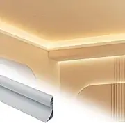 Wall Ceiling Floor Indirect Lighting Molding, Crown Frame/Wall Washer Lighting/Baseboard Trim, Modern Decoration Cornice Profile for Living Room Bedroom(White,25 m/82 ft)