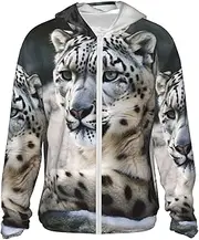 [LHBWCVN] UPF 50+ Light Jacket Full Zip Sun Protection Hoodie for Women Men Long Sleeve Snow Leopard Sun Shirts