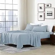 Essentials Ultra Soft Hypoallergenic Wrinkle Resistant Double Brushed Microfiber Bedding Sheet Set, Blue Fog, Twin