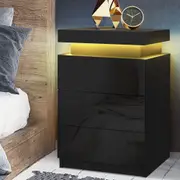 3 Drawers Artiss Bedside Table LED Black