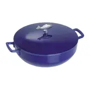 Staub 28cm/4.6L Cast Iron Bouillabaisse Pot Cooking Serving Pan w/Lid Marin Blue