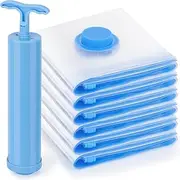iDopick 8 Pack Vacuum Storage Bags Space Saving Bags for Comforters Clothes Pillow Bedding Blanket Storage Seal Bags, Double Zip Lock Seal & Leak Valve, Free Travel Hand Pump Included(40x60cm)