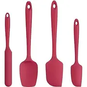315℃ Heat Resistant Silicone Spatula: U-Taste High Heat Proof Flexible BPA-Free Non-Stick Bowl Scraper, Seamless Rubber Kitchen Utensils for Baking Cooking Mixing Cookware Set of 4 (Red)