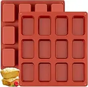 JOERSH Silicone Mini Loaf pan-(2PCS) 12 Cavities Mini Bread Pan, Non-stick Silicone Baking Molds for Bread, Cake, Cornbread, Brownie, Cheesecake Mini Sized