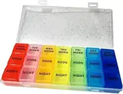 FOYTOKI Weekly Day Medication Organizer with Compartments Portable Pill Storage for for Home Travel Office Easy Ages
