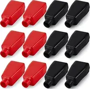 Frienda Battery Terminal Covers Insulating Protector Sleeves Positive and Negative Cable in Red Black for Boat Cars (12 Pieces)