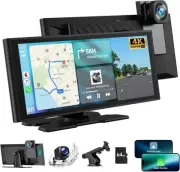 9.26'' Wireless Carplay Screen for Car with 4K Dash Cam, Compatible with Appl...