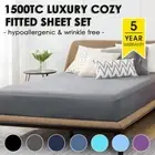 1500TC Bed Elastic Fitted Sheet Set Pillowcases NO FLAT SHEET Queen King Double