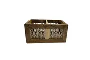 Willow & Silk Handmade 29cm Wooden Metal Cutlery/Storage Caddy 2-Division/Decor