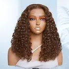 Human Hair Wigs Brown Curly Lace Front Wig T Part Lace Wig Pre Plucked Remy Hair