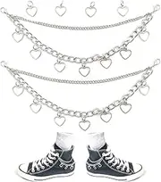 [Hayaww] 2 pieces shoe pendant chain, shoe chain decoration shoe chain charms metal chain shoe punk anklet fashion shoe chain shoe chains for shoes, trousers, backpacks, clothing, silver