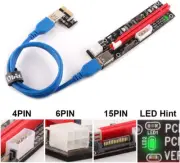 Ubit **6 Pack** PCI-E Riser Adapter Card + USB 3.0 Cable - Latest crypto mining