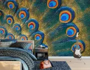 3D Peacock Feather G9213 Wallpaper Wall Murals Removable Self-adhesive Honey
