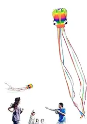 Huge Kite Rainbow - Huge Soft Octopus Kite With Long Tails,Portable Folding Beach Trip Family Games For Kids, Boys, Children, Girls