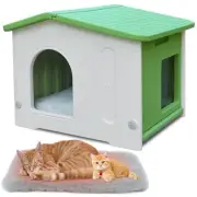 Weatherproof Cat House for Outdoor Indoor Use, Plastic Feral Cat House with E...
